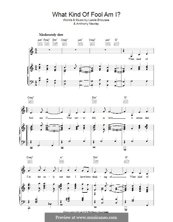 What Kind of Fool am I: For voice and piano (or guitar) by Anthony Newley, Leslie Bricusse