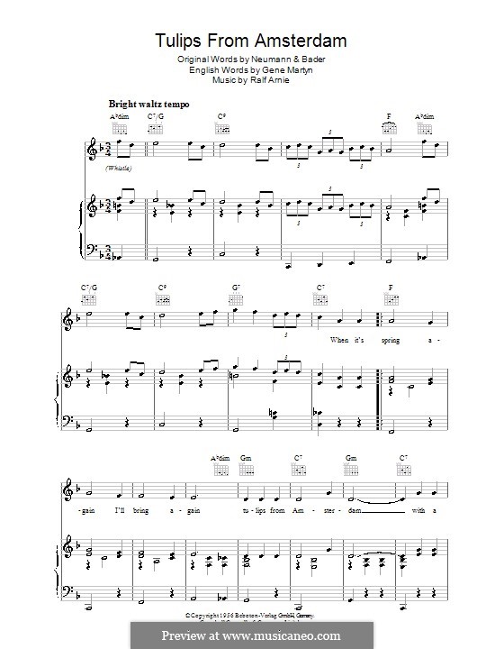 Tulips from Amsterdam by R. Arnie sheet music on MusicaNeo