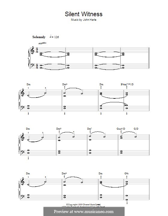 Silent Witness: For easy piano by John Harle