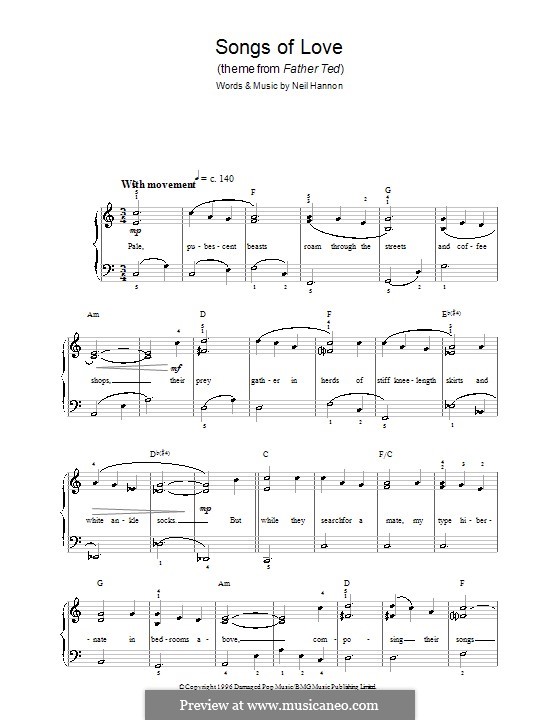 Songs of Love (The Divine Comedy): For easy piano by Neil Hannon
