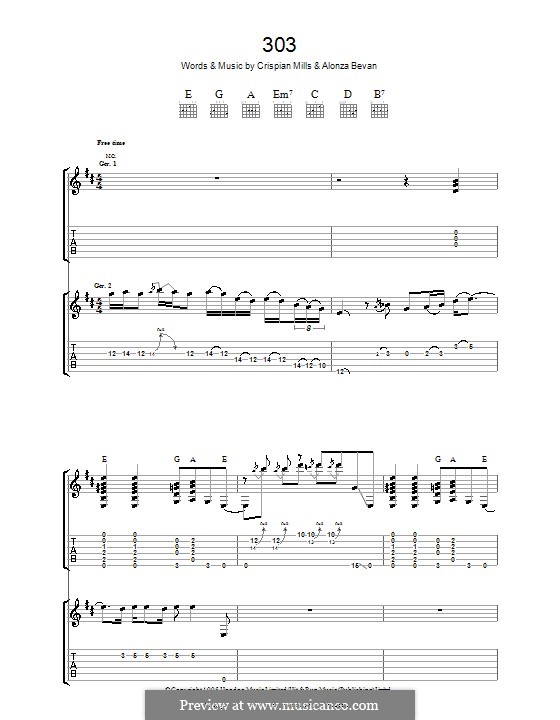 303 (Kula Shaker): For guitar with tab by Alonza Bevan, Crispian Mills