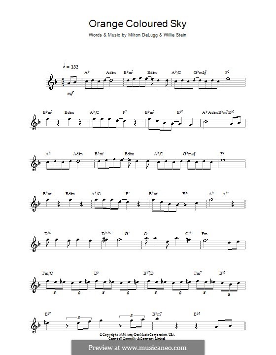 Orange Coloured Sky (Peggy Lee): For saxophone by Milton DeLugg, Willie Stein