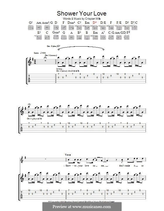 Shower Your Love (Kula Shaker): For guitar with tab by Crispian Mills