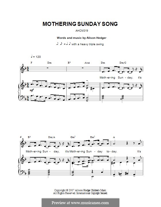 Mothering Sunday Song: For voice and piano (or guitar) by Alison Hedger