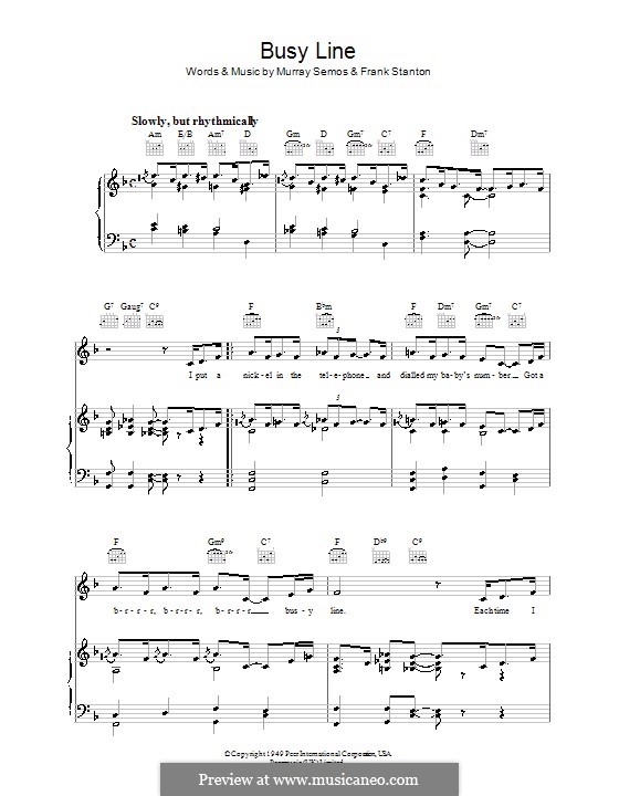 Busy Line: For voice and piano (or guitar) by Frank Stanton