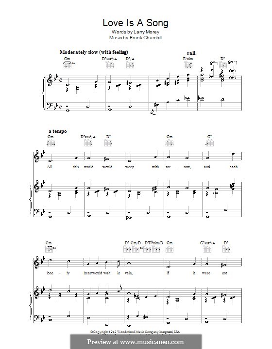 Love is a Song (from Bambi): For voice and piano (or guitar) by Frank Churchill