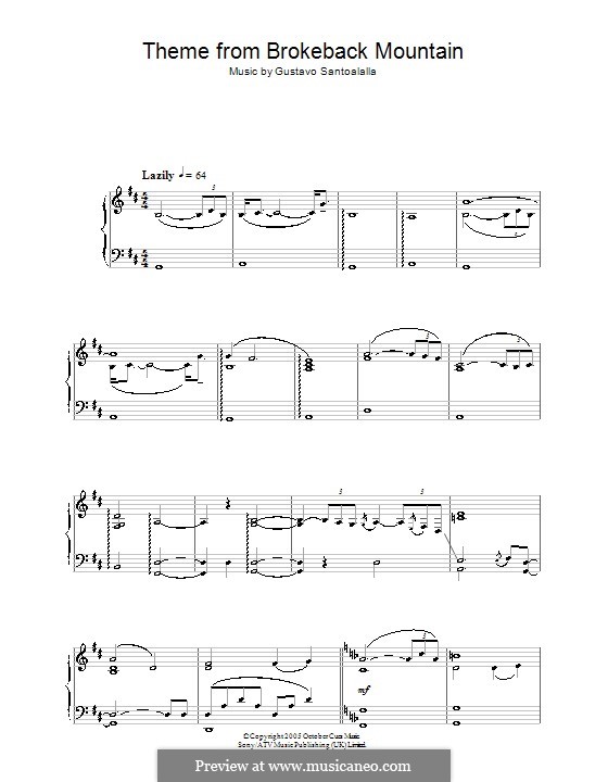 Theme from Brokeback Mountain: For piano by Gustavo Santoalalla
