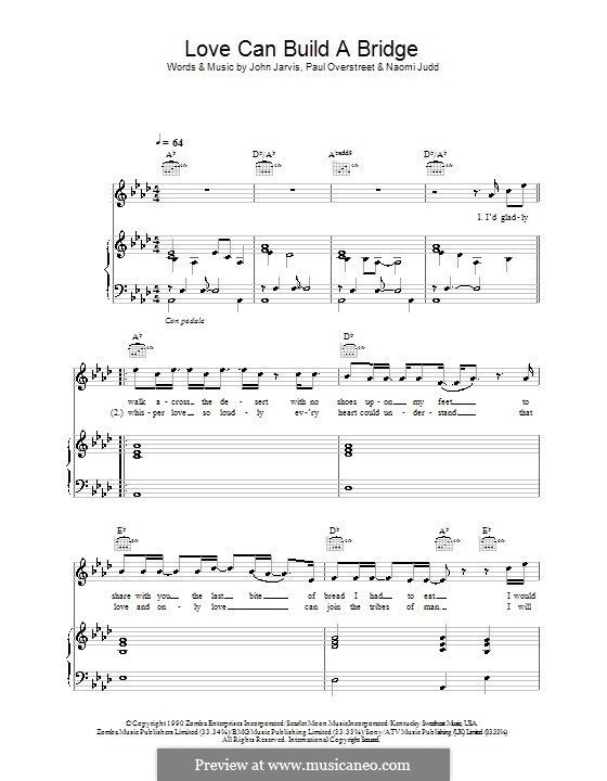 Love Can Build a Bridge by J. Jarvis, N. Judd, P. Overstreet on MusicaNeo