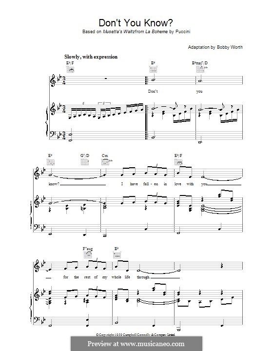 Don't You Know?: For voice and piano (or guitar) by Bobby Worth
