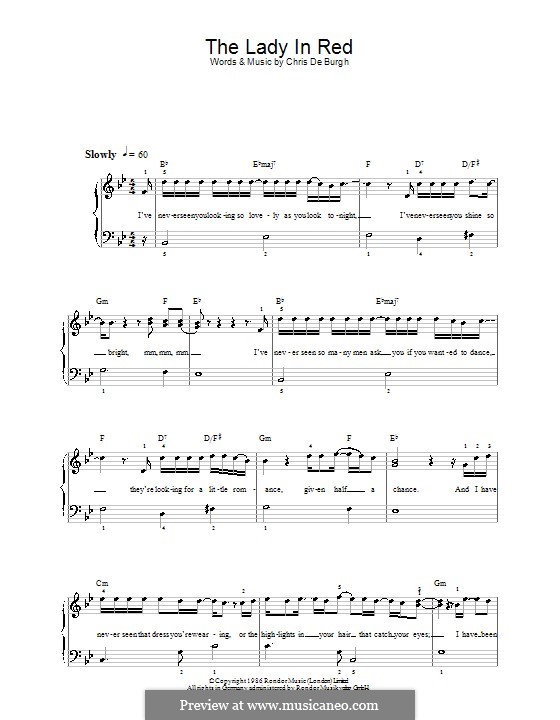 The Lady in Red: For easy piano by Chris de Burgh