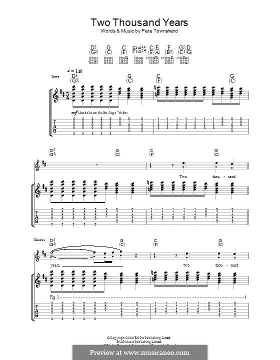 Two Thousand Years (The Who): For guitar with tab by Peter Townshend