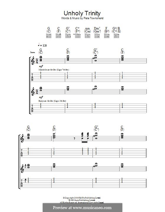 Unholy Trinity (The Who): For guitar with tab by Peter Townshend