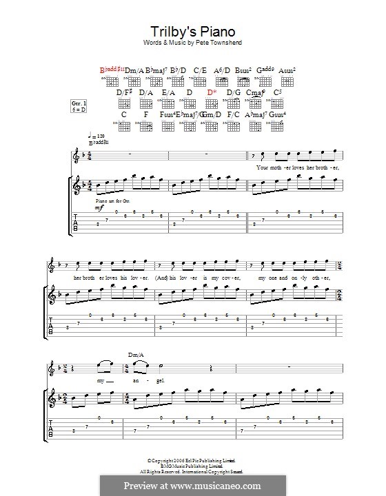 Trilby's Piano (The Who): For guitar with tab by Peter Townshend