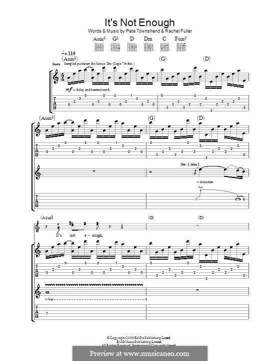 It's Not Enough (The Who): For guitar with tab by Peter Townshend, Rachel Fuller