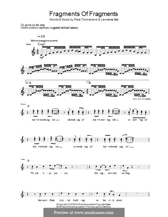 Fragments of Fragments (The Who): For guitar with tab by Lawrence Ball, Peter Townshend