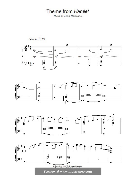 Theme from Hamlet: For piano by Ennio Morricone