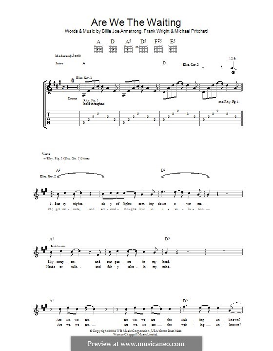 Are We the Waiting (Green Day): For guitar with tab by Billie Joe Armstrong, Tré Cool, Michael Pritchard