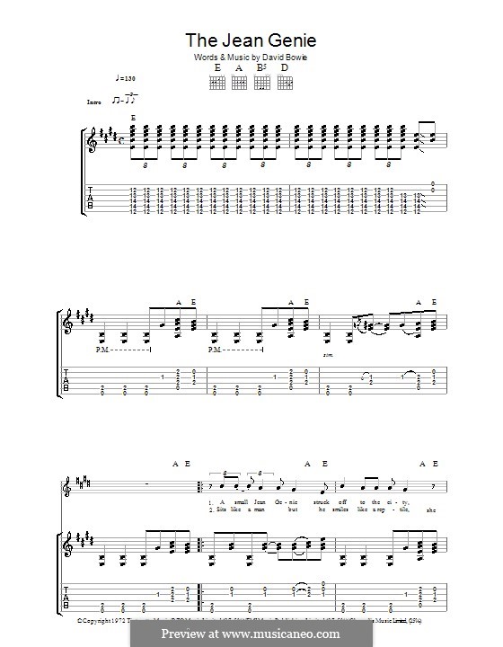 The Jean Genie by D. Bowie - sheet music on MusicaNeo
