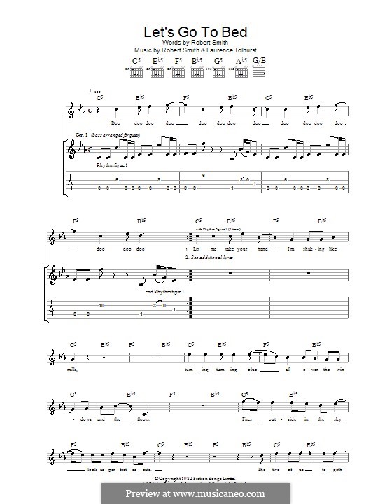 Let's Go To Bed (The Cure): For guitar with tab by Laurence Tolhurst, Robert Gary Smith