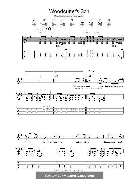 Woodcutter's Son: For guitar with tab by Paul Weller