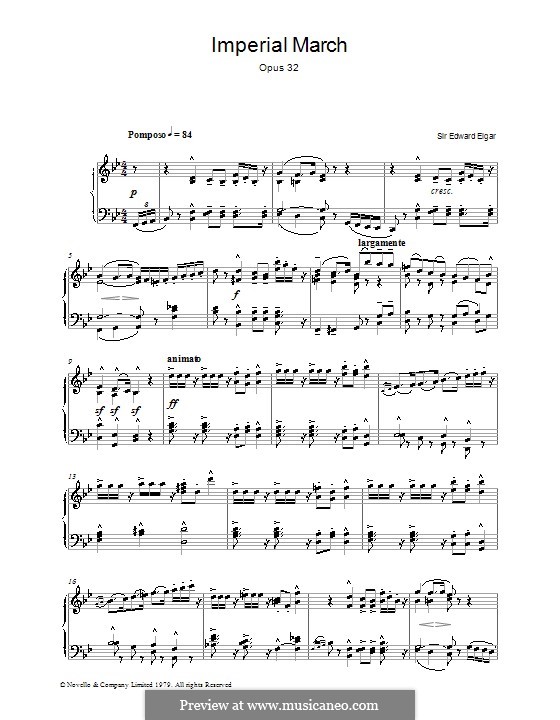 Imperial March, Op.32: For piano by Edward Elgar