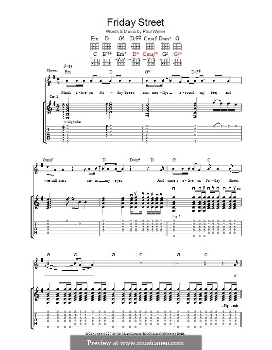Friday Street: For guitar with tab by Paul Weller