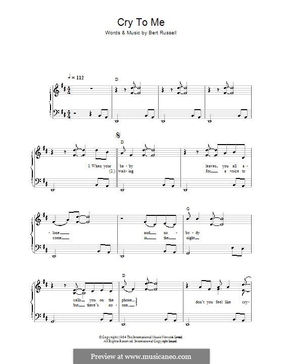 Cry to Me (Solomon Burke): For easy piano by Bert Russell