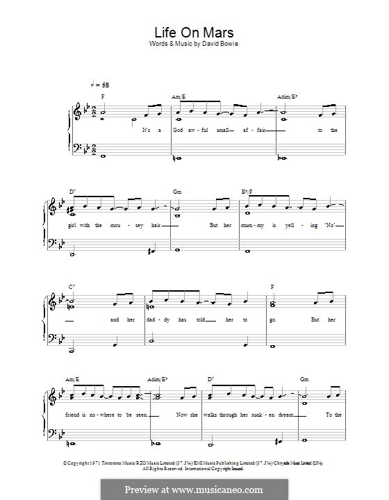 Life on Mars? by D. Bowie sheet music on MusicaNeo