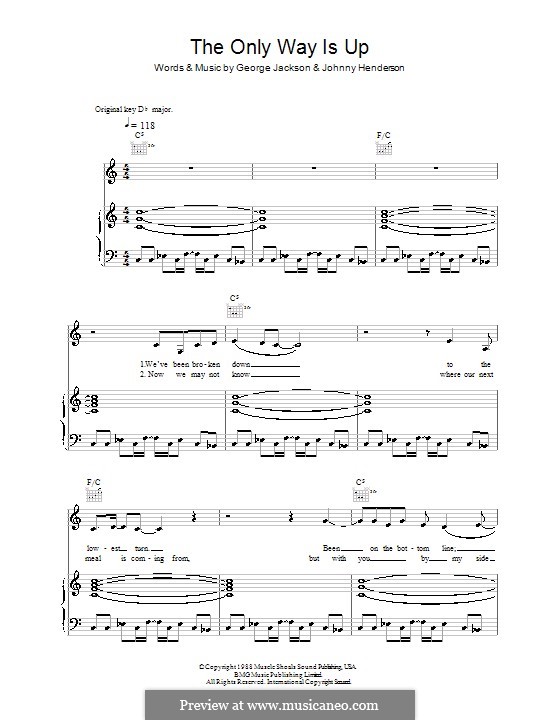 The Only Way Is Up (Yazz): For voice and piano (or guitar) by George E. Jackson, Johnny Henderson