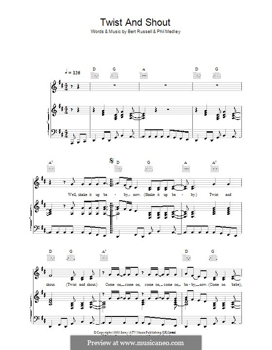 twist and shout the beatles by b russell p medley on musicaneo beatles medley sheet music