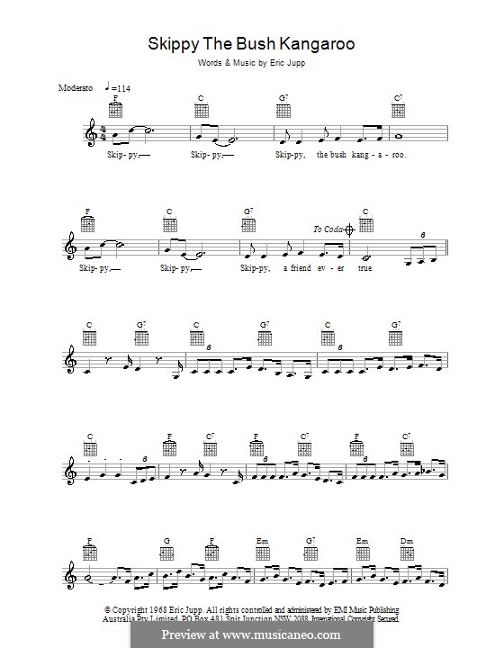 Skippy the Bush Kangaroo by E. Jupp sheet music on MusicaNeo Skippy the Bush Kangaroo by E. Jupp sheet music on MusicaNeo