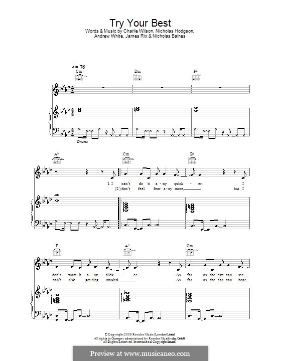 Try Your Best (Kaiser Chiefs): For voice and piano (or guitar) by Andrew White, James Rix, Nicholas Baines, Nicholas Hodgson, Charles Wilson