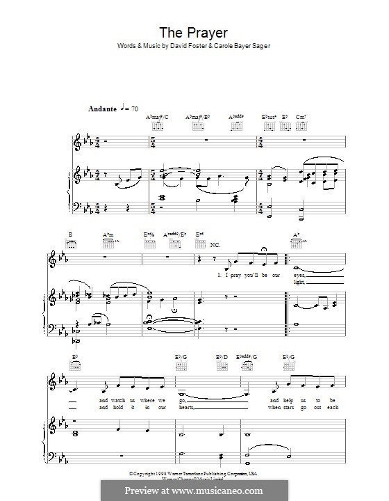 The Prayer by C.B. Sager, D. Foster sheet music on MusicaNeo