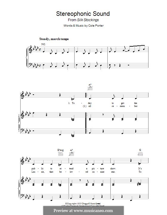 Stereophonic Sound: For voice and piano (or guitar) by Cole Porter