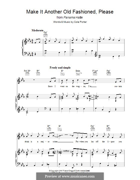 Make it Another Old Fashioned, Please: For voice and piano (or guitar) by Cole Porter