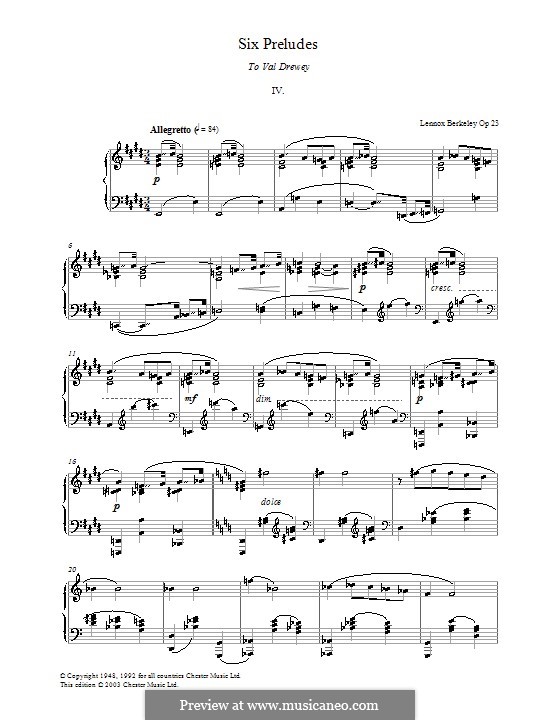 Six Preludes: Prelude No.4 by Lennox Berkeley
