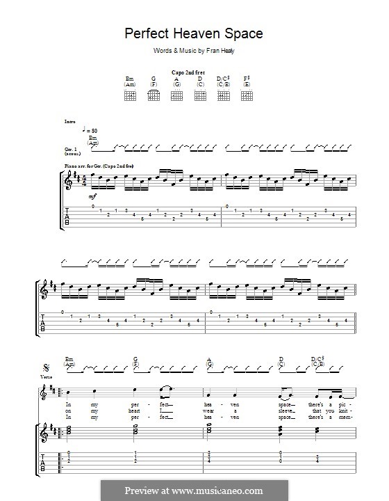 Perfect Heaven Space (Travis): For guitar with tab by Fran Healy