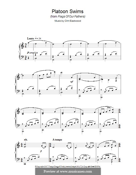 Platoon Swims (from Flags of Our Fathers): For piano by Clint Eastwood