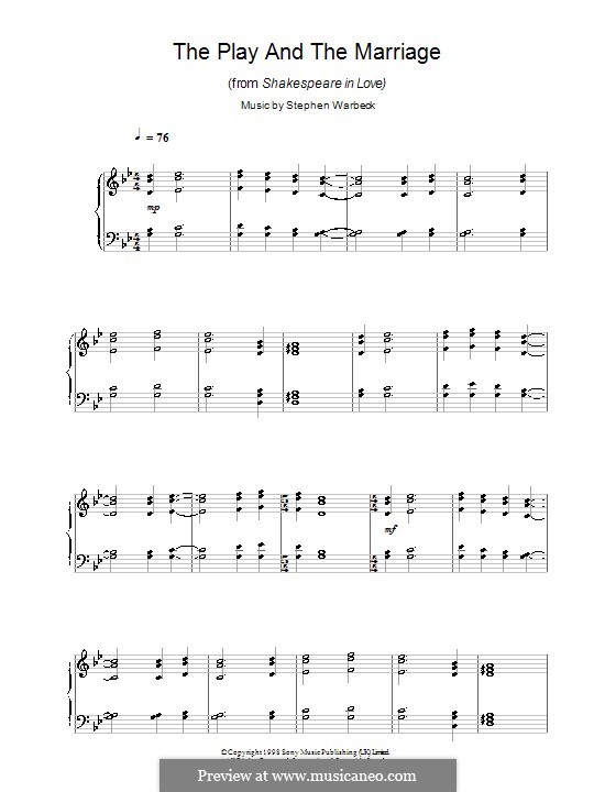 The Play and the Marriage (from Shakespeare in Love): For piano by Stephen Warbeck