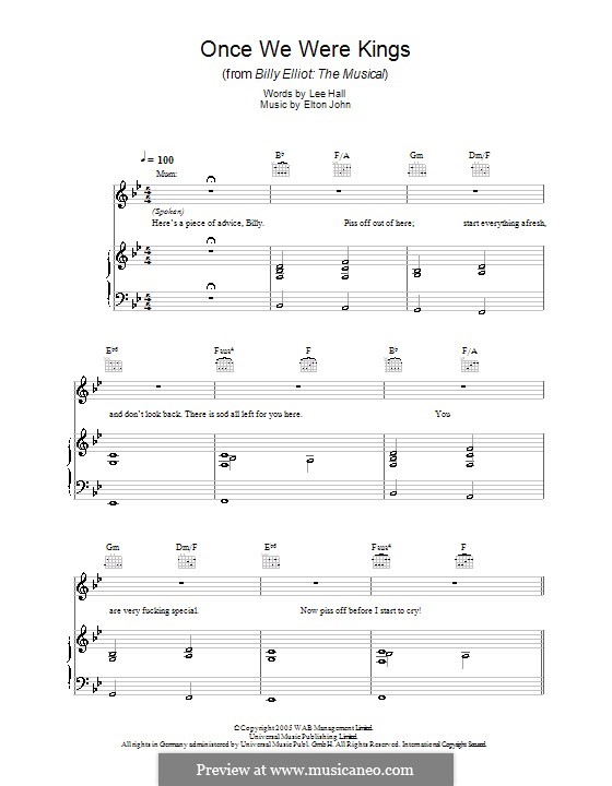 Once We Were Kings: For voice and piano (or guitar) by Elton John
