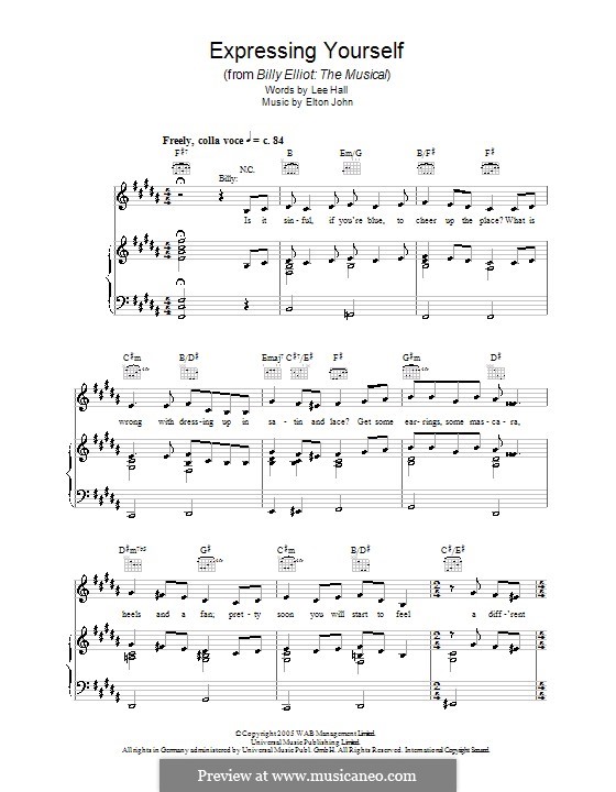 Expressing Yourself: For voice and piano (or guitar) by Elton John