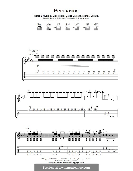 Persuasion (Santana): For guitar with tab by Gregg Rolie