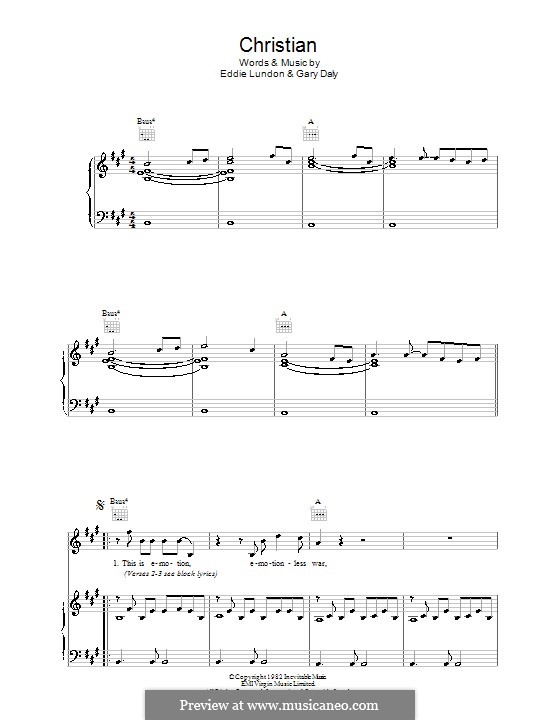 Christian (China Crisis): For voice and piano (or guitar) by Eddie Lundon, Gary Daly