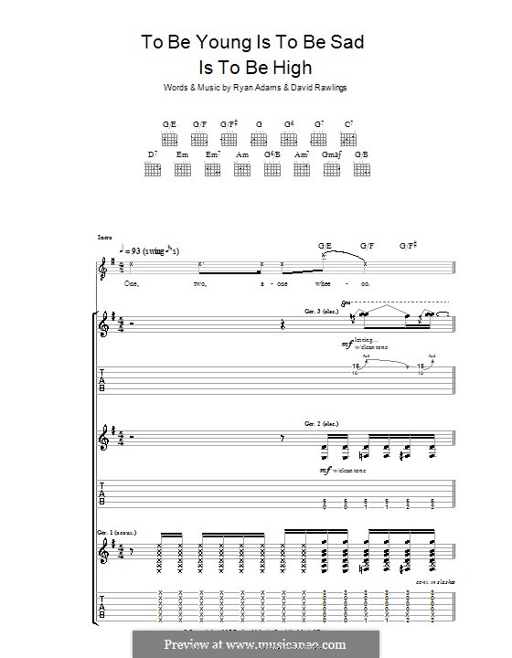 To Be Young (Is To Be Sad, Is To Be High): For guitar with tab by David Rawlings, Ryan Adams