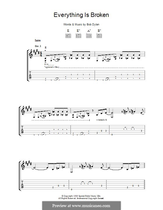 Everything Is Broken: For guitar with tab by Bob Dylan