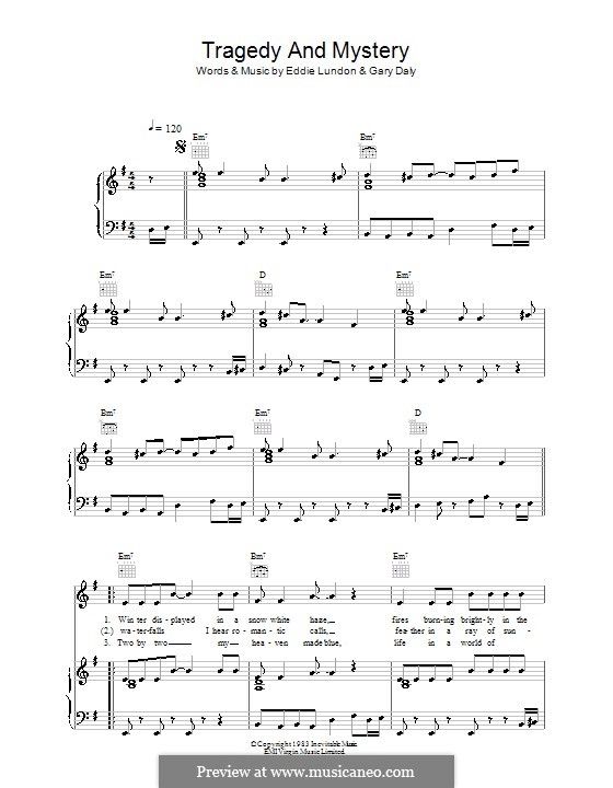 Tragedy and Mystery (China Crisis): For voice and piano (or guitar) by Eddie Lundon, Gary Daly