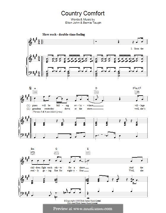 Country Comfort By E John Sheet Music On Musicaneo