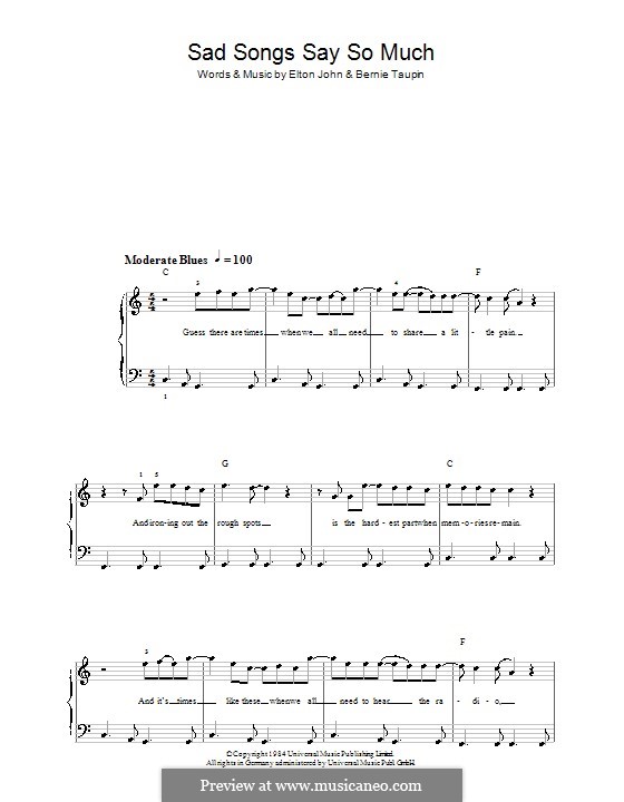Sad Songs (Say So Much) by E. John - sheet music on MusicaNeo