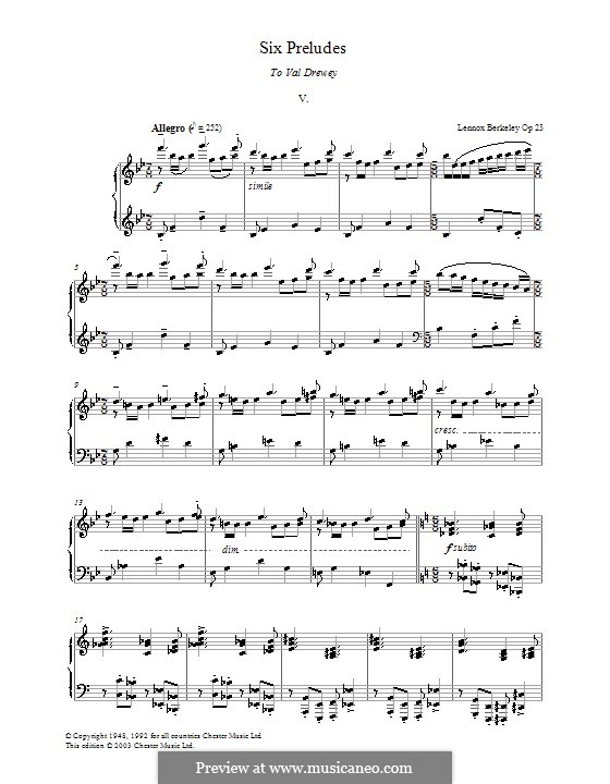 Six Preludes: Prelude No.5 by Lennox Berkeley