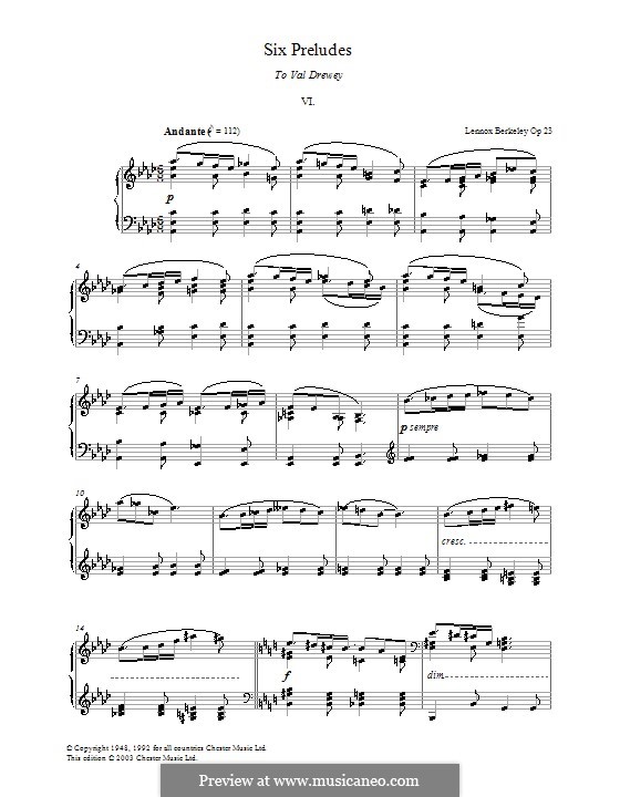 Six Preludes: Prelude No.6 by Lennox Berkeley